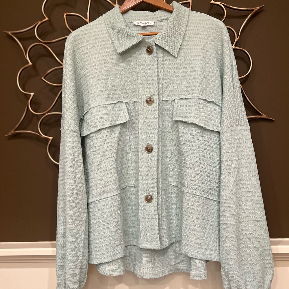 Purple Lava long sleeve button down shirt top blouse textured NWOT